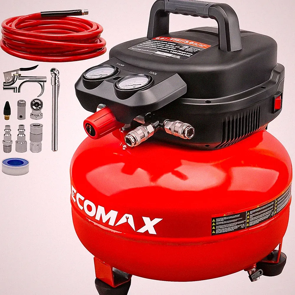 Air Compressor, 6-Gallon Pancake Air Compressor, MAX 175PSI, Compressor for A...