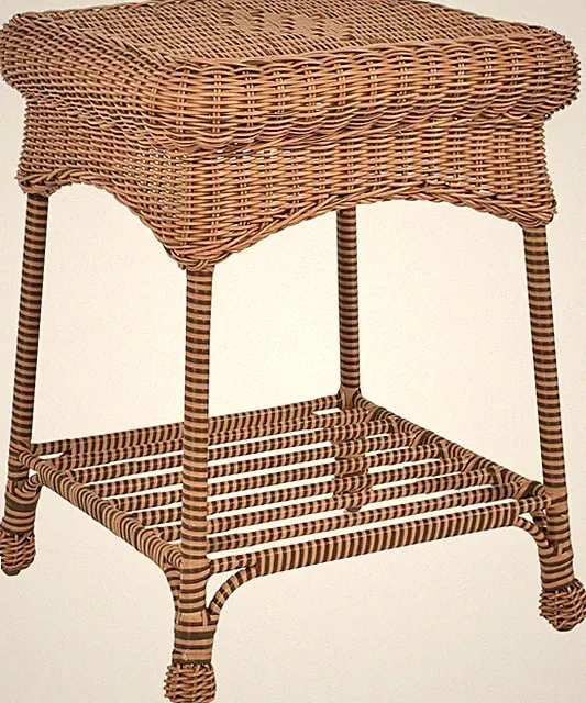 Chic Honey Wicker End Table for Stylish Patio and Garden Decor