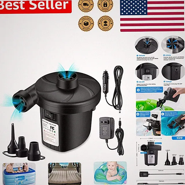 Electric Air Pump for Inflatables: Fast Inflator Deflator for Air Mattress